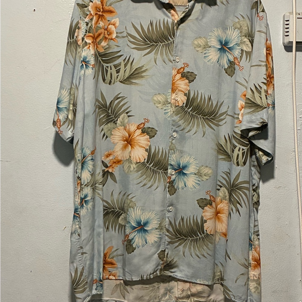 Tailor Vintage Floral Print Men's Shirt - Blue and Cream